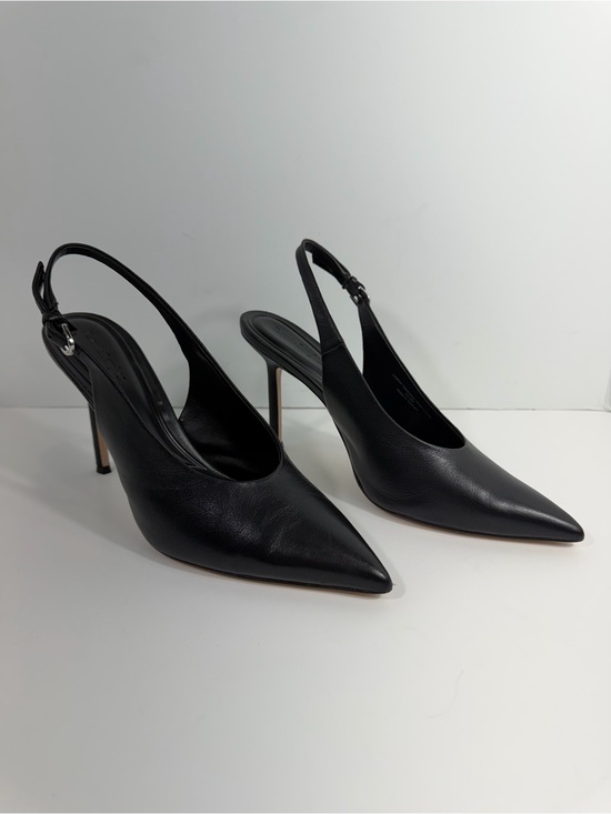 Shoes - Favorite Daughter Black Leather Remy Pointed Toe Slingback Heels Pump 8